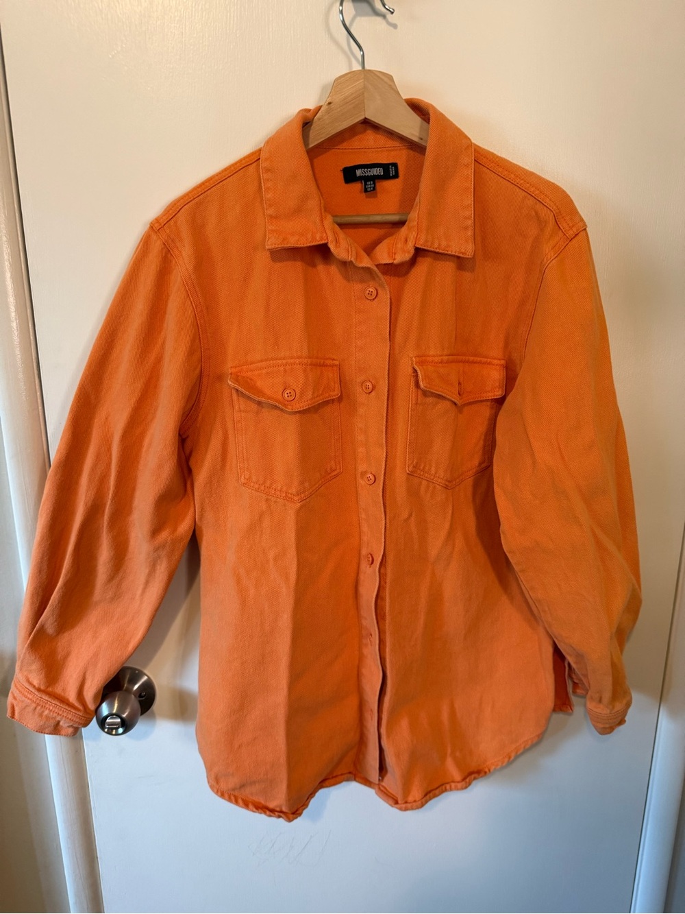 Missguided Orange Button-Front Shirt Jacket